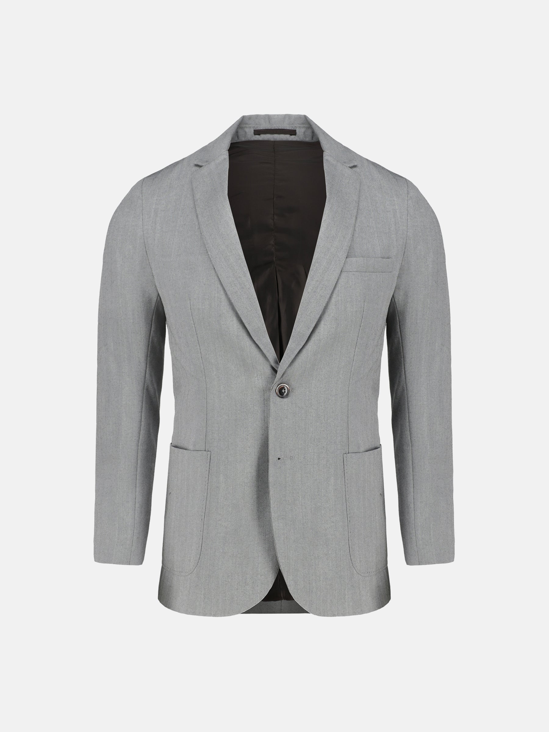 Grey Wool Herringbone Blazer
