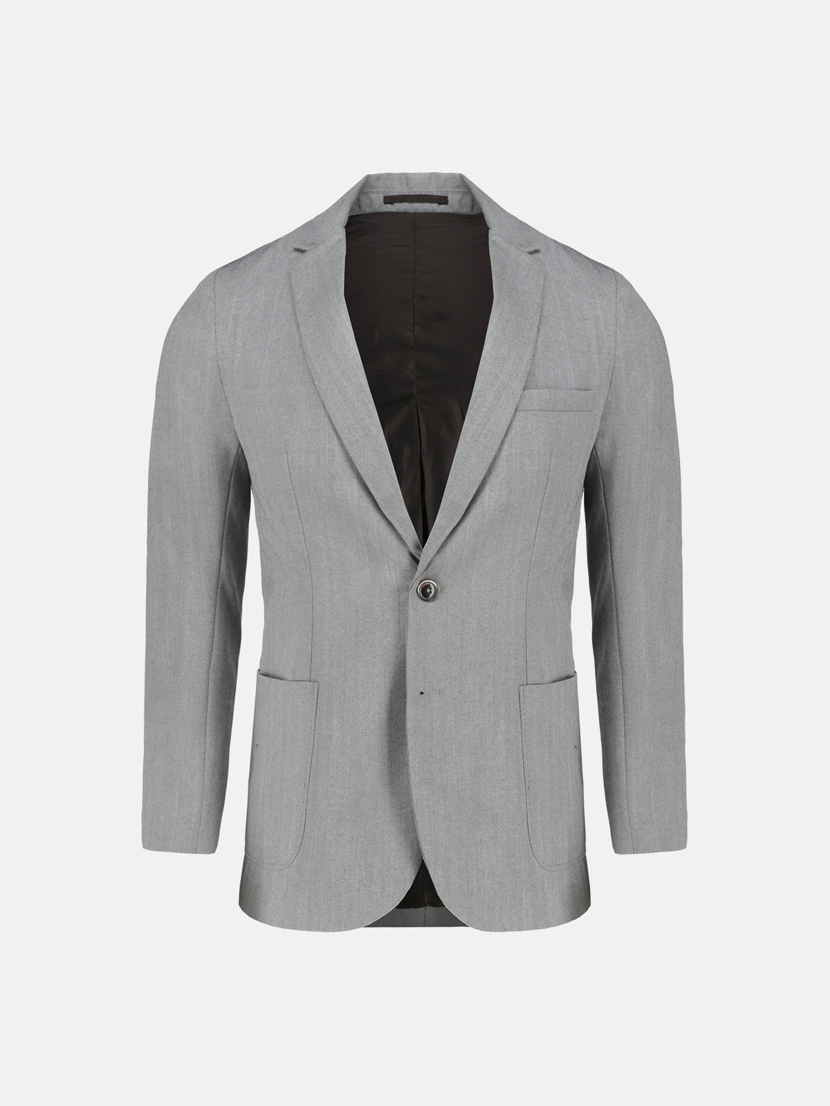 Grey Wool Herringbone Blazer