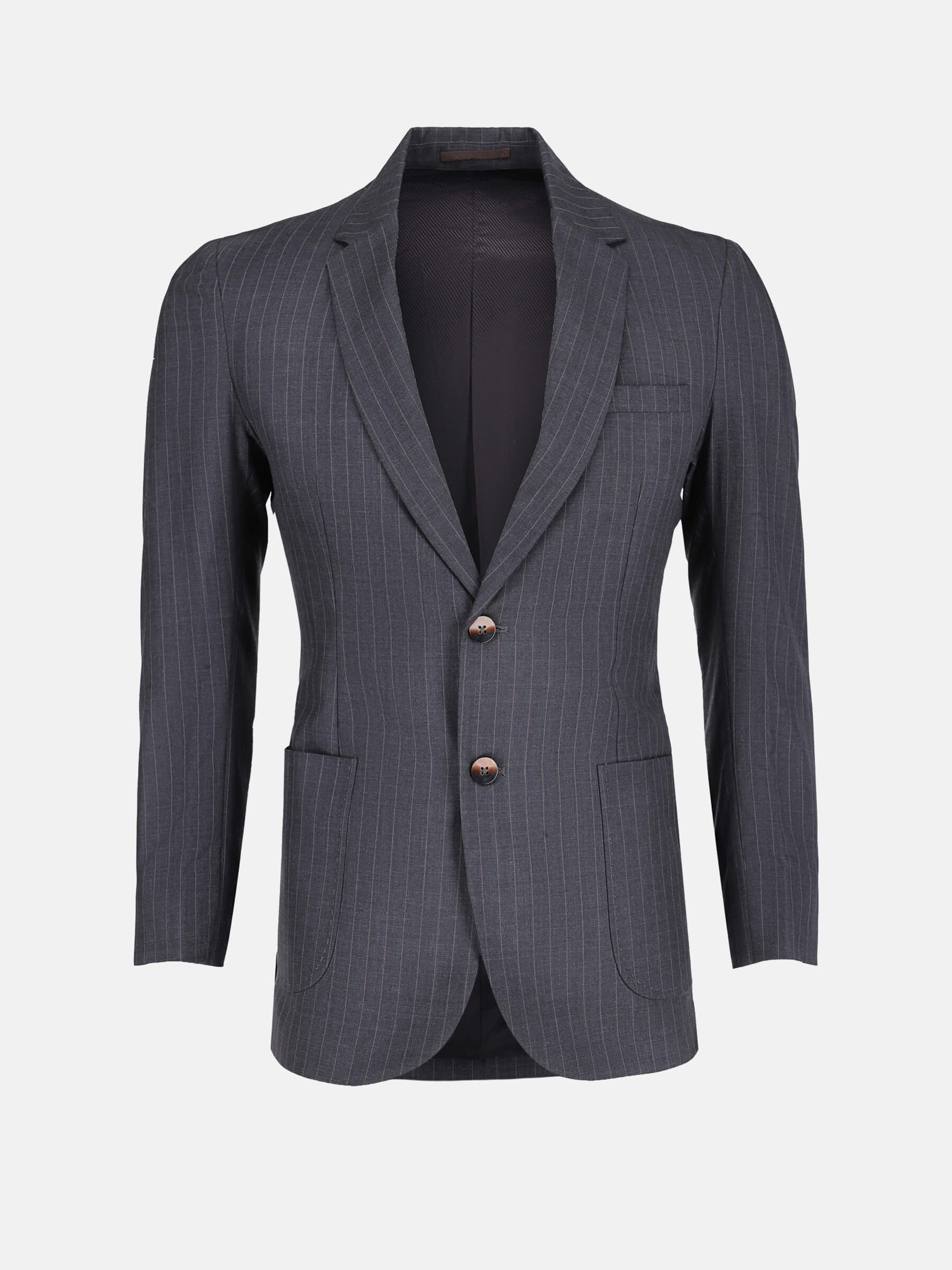 Grey Wool Pinstriped Formal Blazer