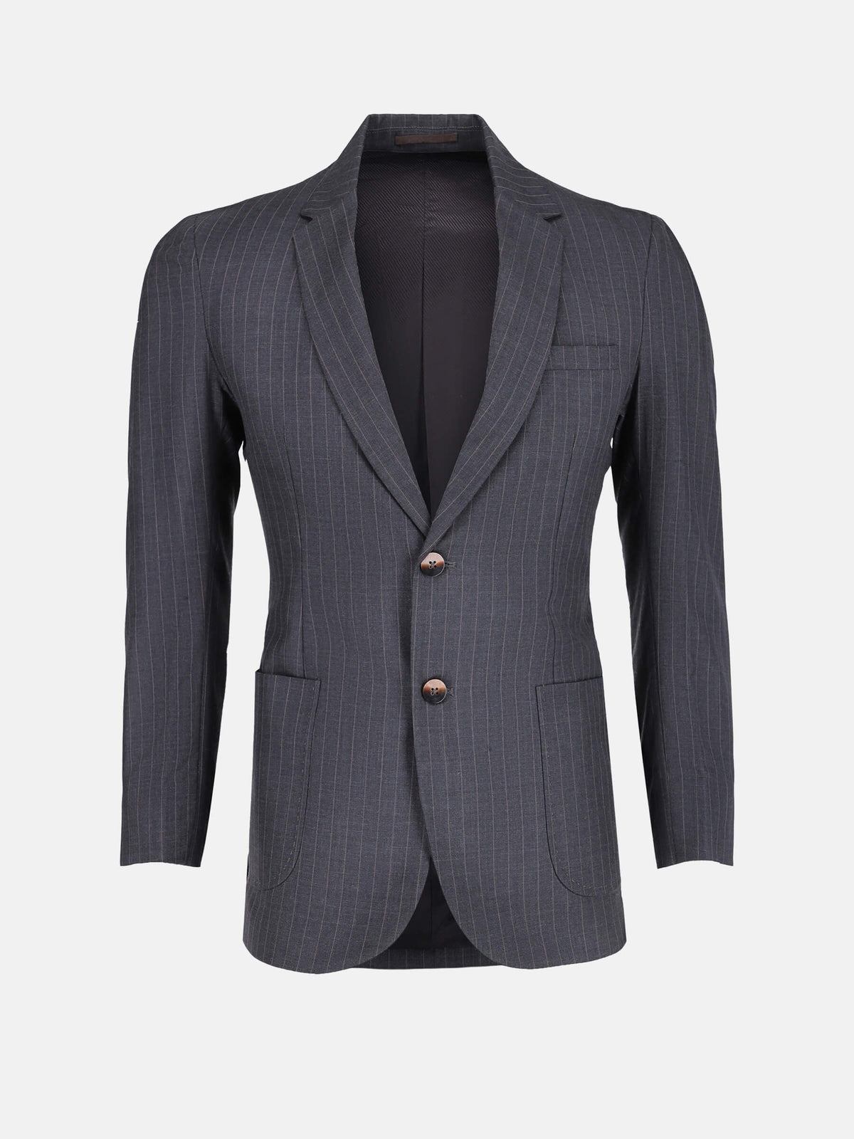 Grey Wool Pinstriped Formal Blazer