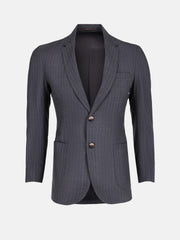 Grey Wool Pinstriped Formal Blazer