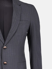 Grey Wool Pinstriped Formal Blazer