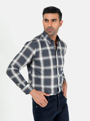 Grey & Beige Large Checkered Button Down Shirt