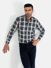 Grey & Beige Large Checkered Button Down Shirt