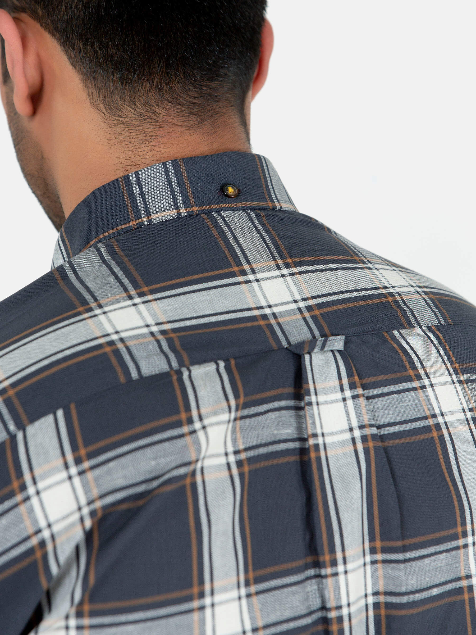 Grey & Beige Large Checkered Button Down Shirt