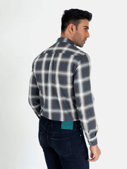 Grey & Beige Large Checkered Button Down Shirt