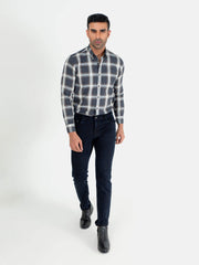 Grey & Beige Large Checkered Button Down Shirt