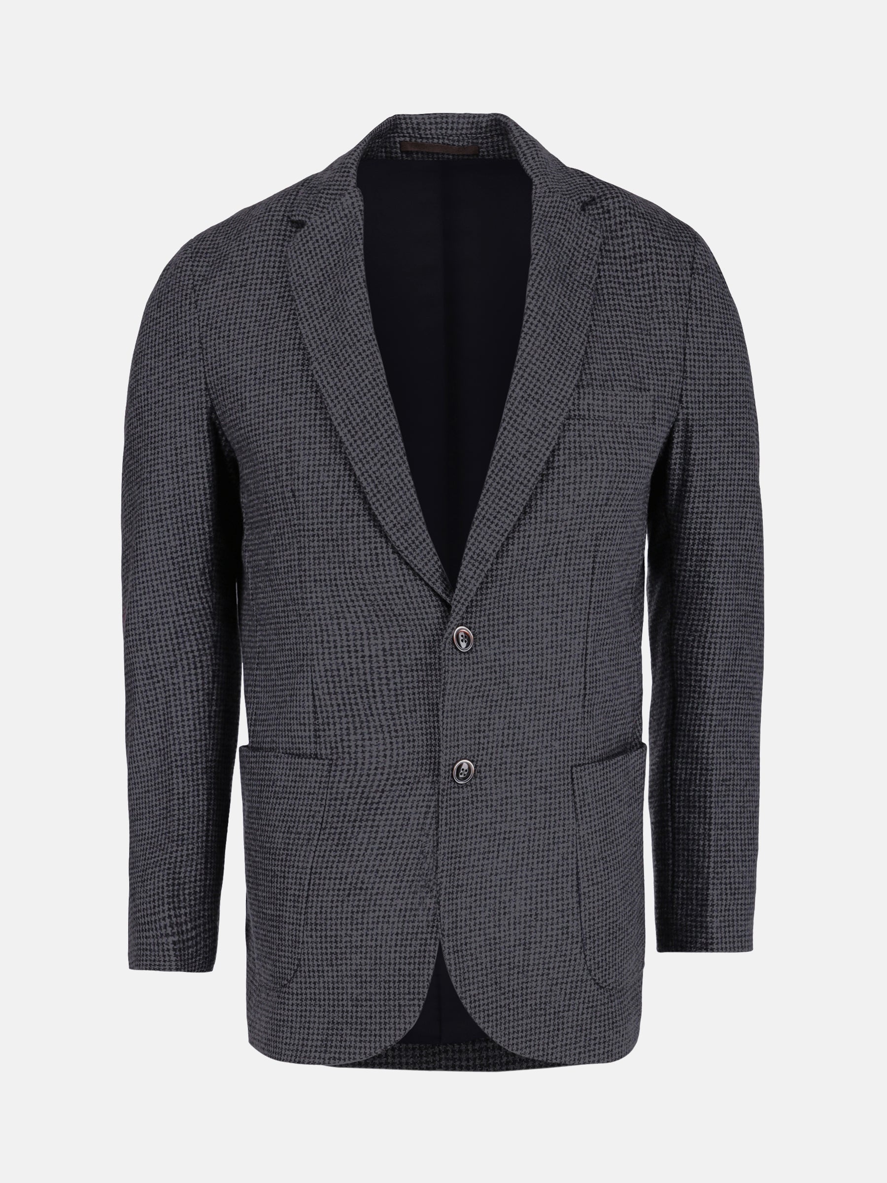 Grey & Black Houndstooth Wool Blended Blazer