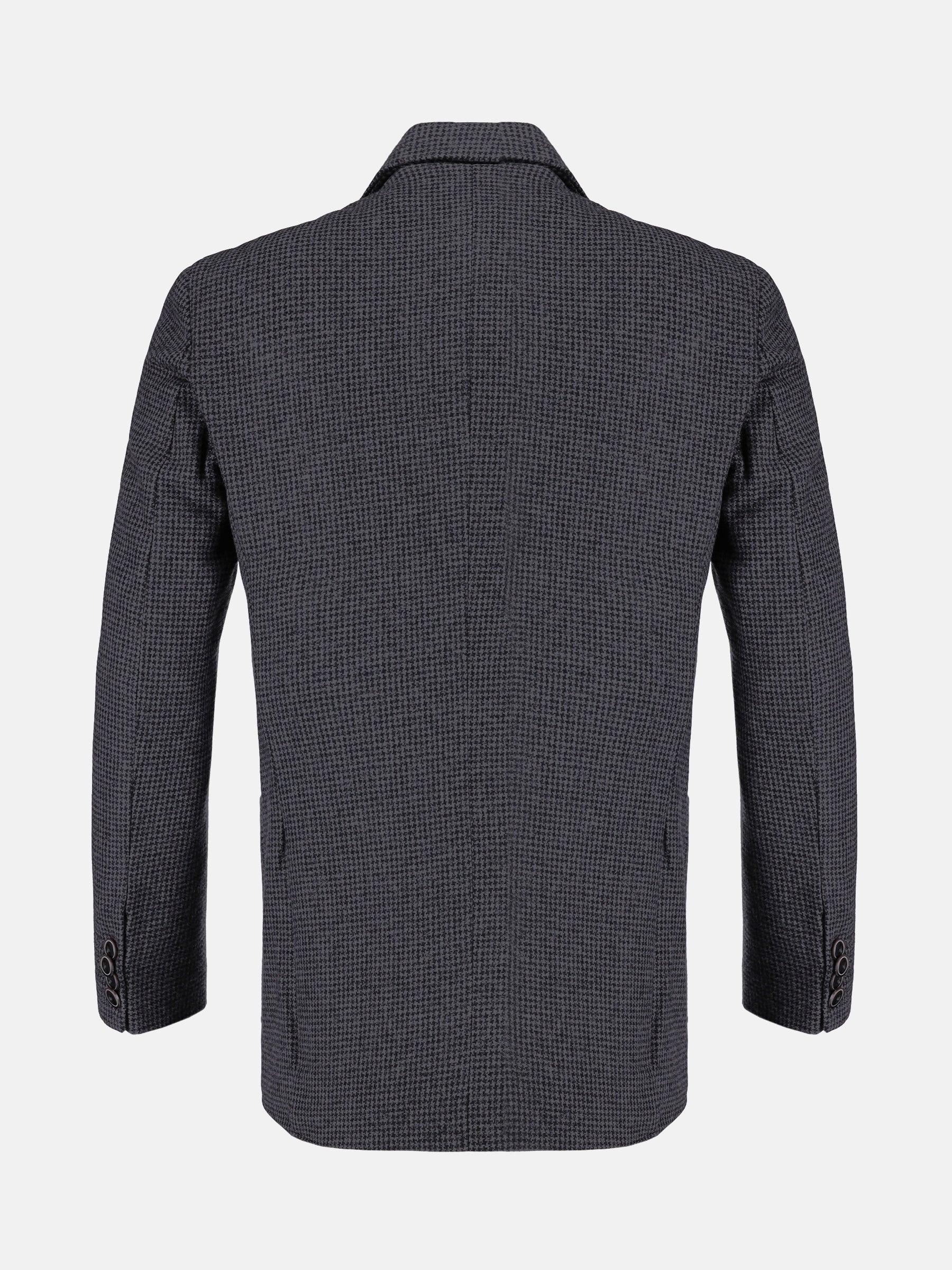 Grey & Black Houndstooth Wool Blended Blazer