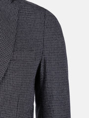 Grey & Black Houndstooth Wool Blended Blazer