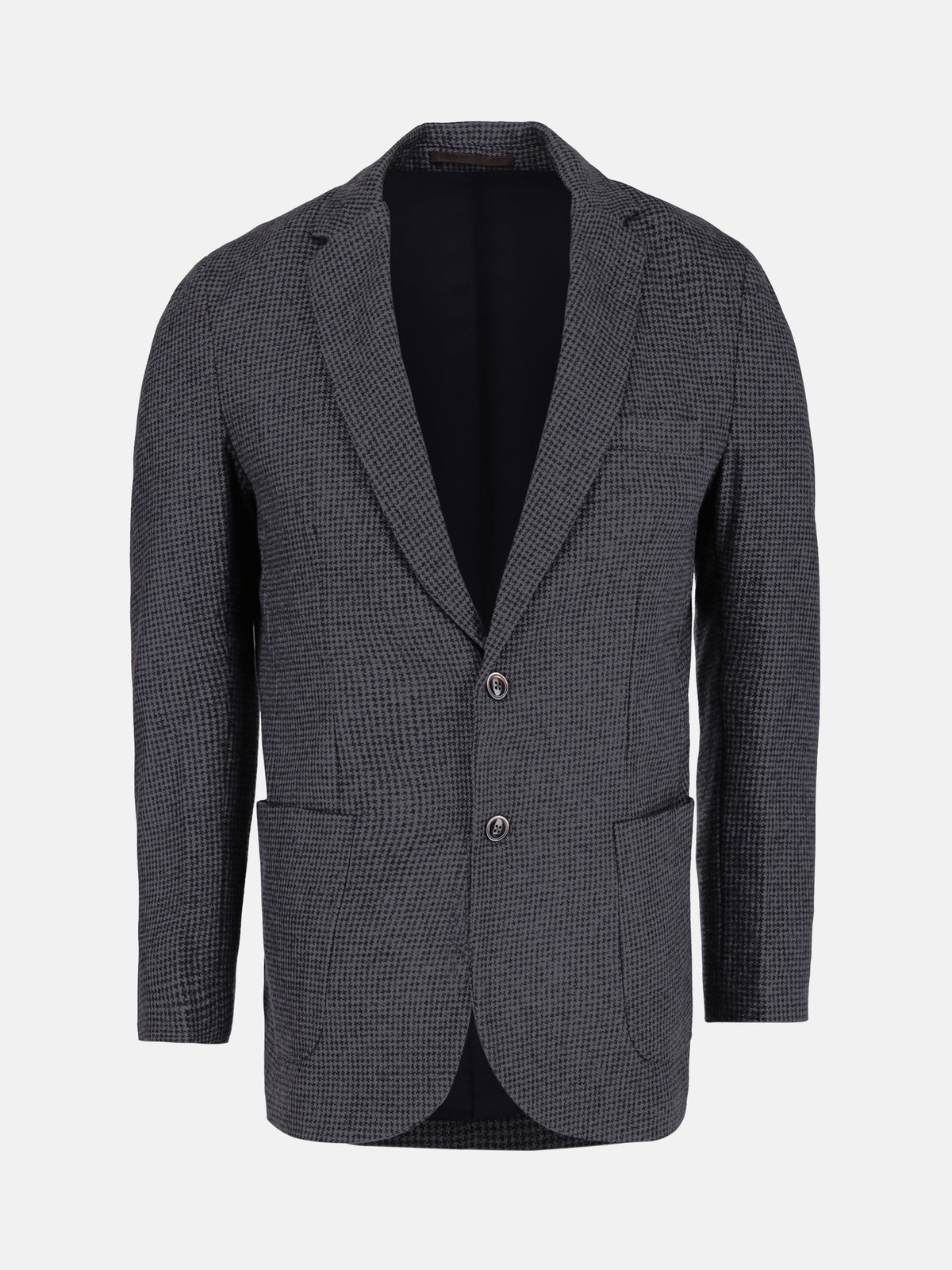 Grey & Black Houndstooth Wool Blended Blazer