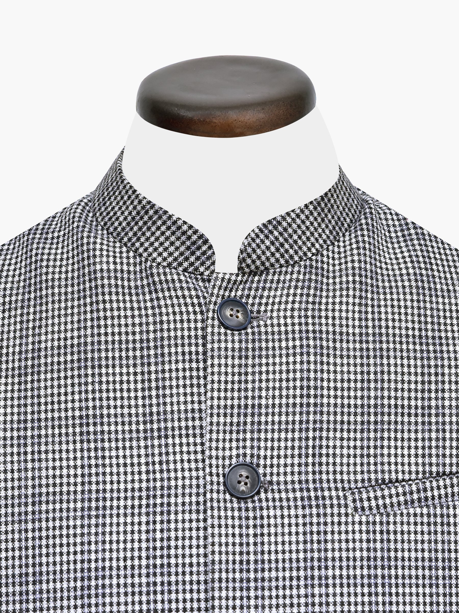 Grey & Black Micro Checkered Wool Waistcoat