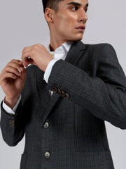 Grey & Blue Checkered Blazer