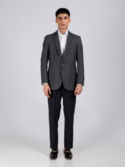 Grey & Blue Checkered Blazer