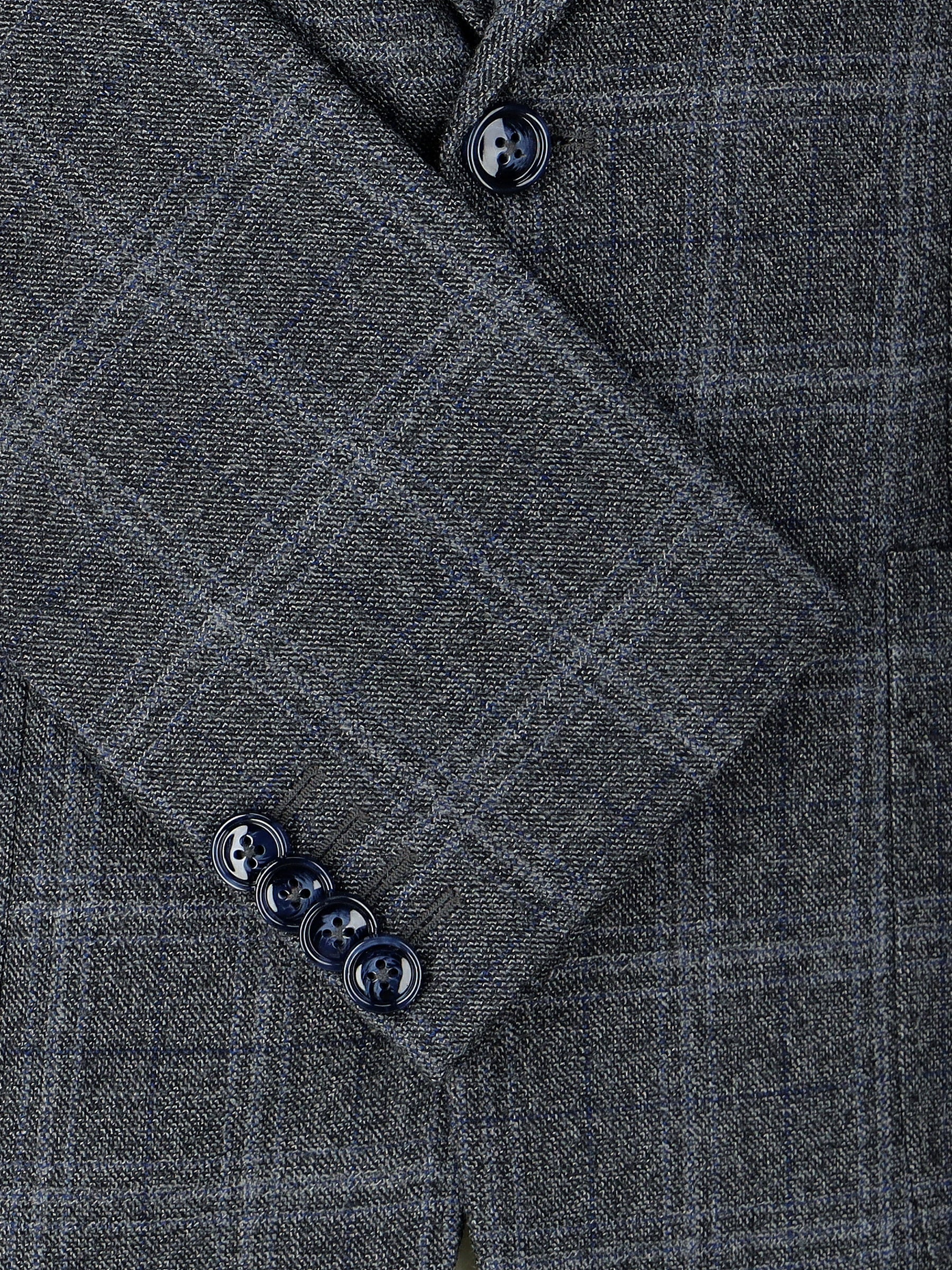 Grey & Blue Checkered Wool Cashmere Blazer - Sartoria