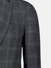 Grey & Blue Checkered Wool Cashmere Blazer - Sartoria
