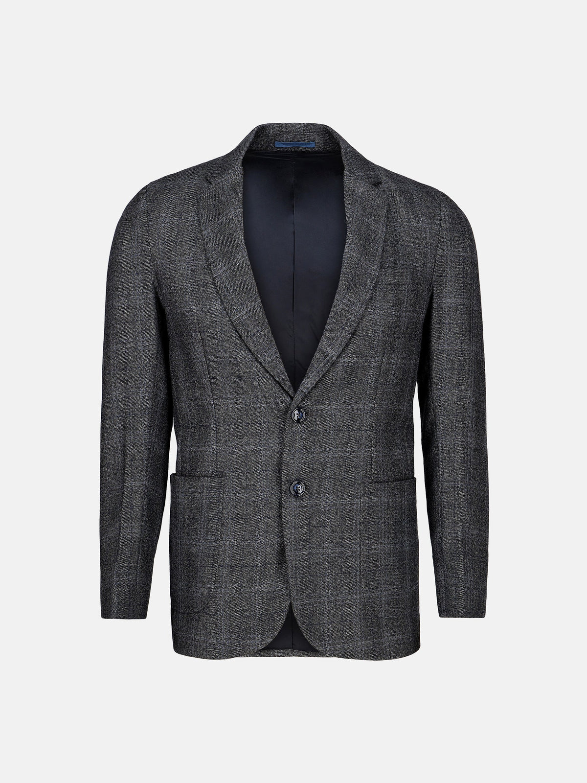 Grey & Blue Checkered Wool Cashmere Blazer - Sartoria