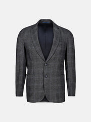 Grey & Blue Checkered Wool Cashmere Blazer - Sartoria