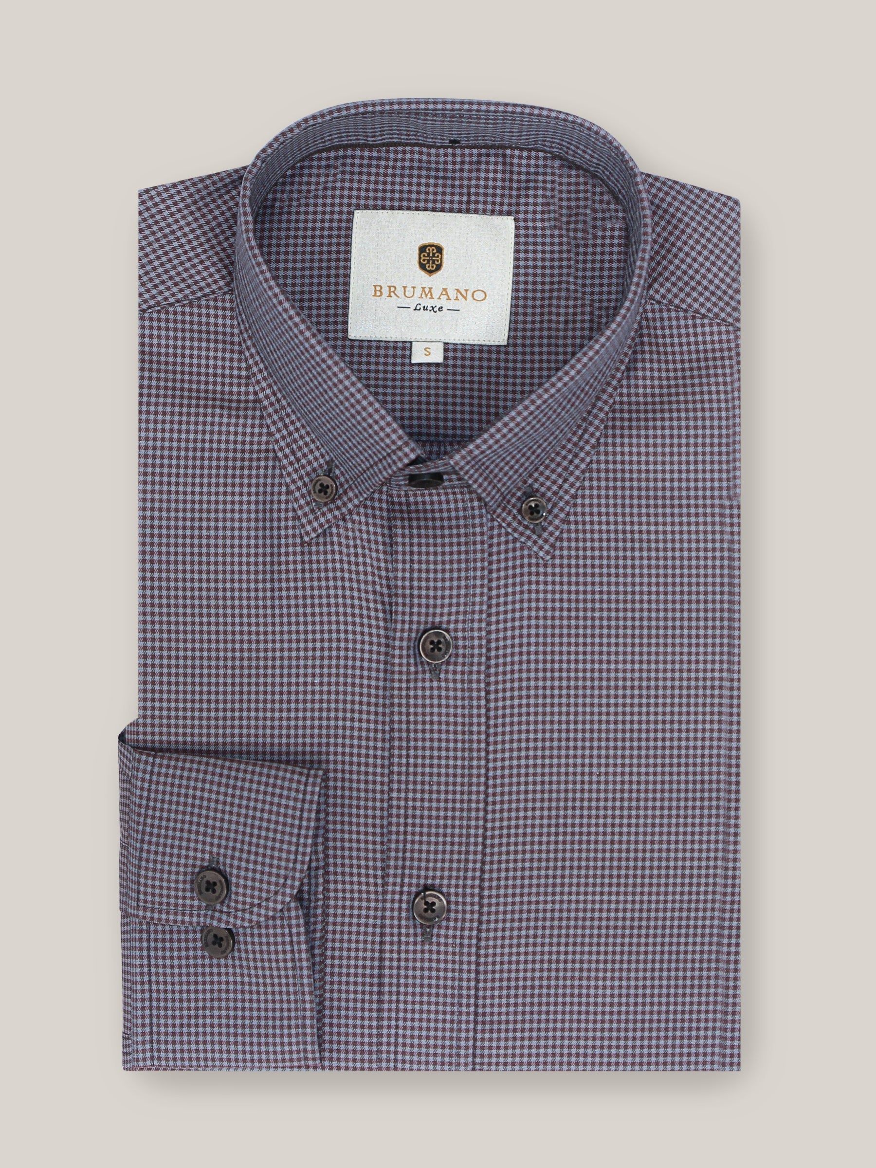 Grey & Burgundy Micro Houndstooth Formal Shirt
