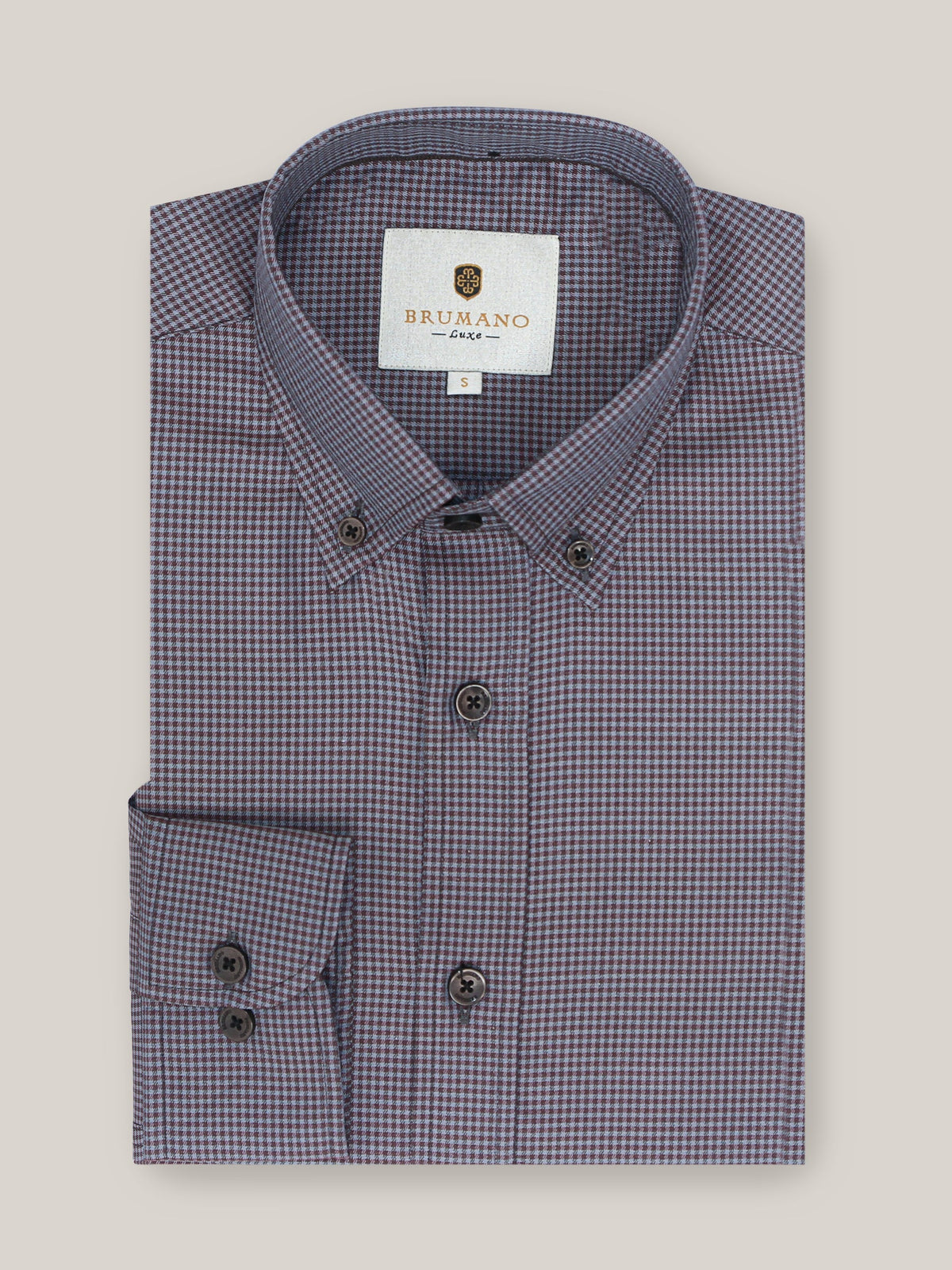 Grey & Burgundy Micro Houndstooth Formal Shirt