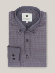 Grey & Burgundy Micro Houndstooth Formal Shirt