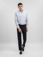 Grey & White Herringbone Striped Shirt