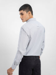 Grey & White Herringbone Striped Shirt