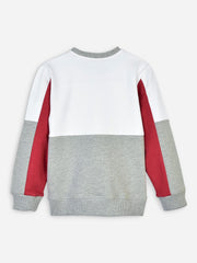 Grey & White Contrasting Sleeves Casual Sweatshirt