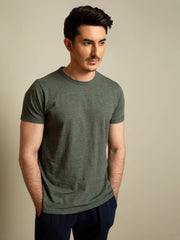 Greyish Blue Marl Crew Neck T-Shirt