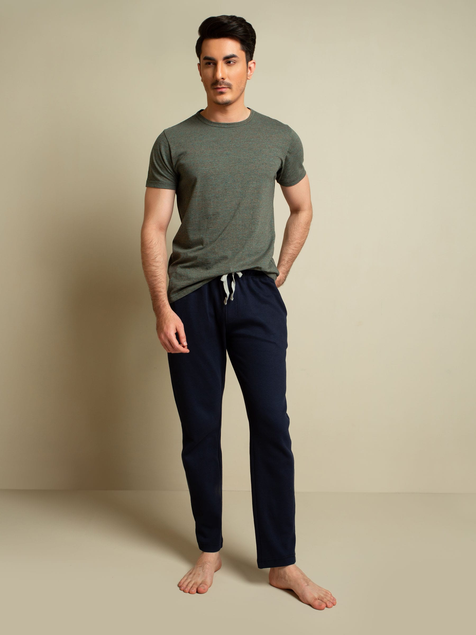 Greyish Blue Marl Crew Neck T-Shirt