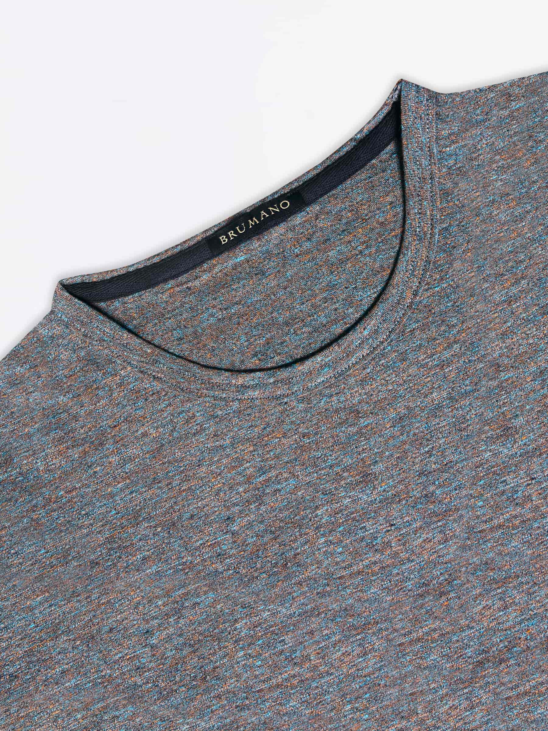 Greyish Blue Marl Crew Neck T-Shirt