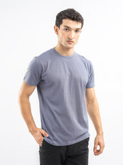 Greyish Blue 100% Cotton Basic Tee