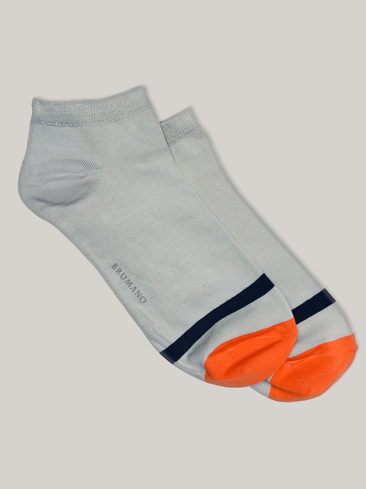 Heather Grey & Orange Cotton Ankle Socks