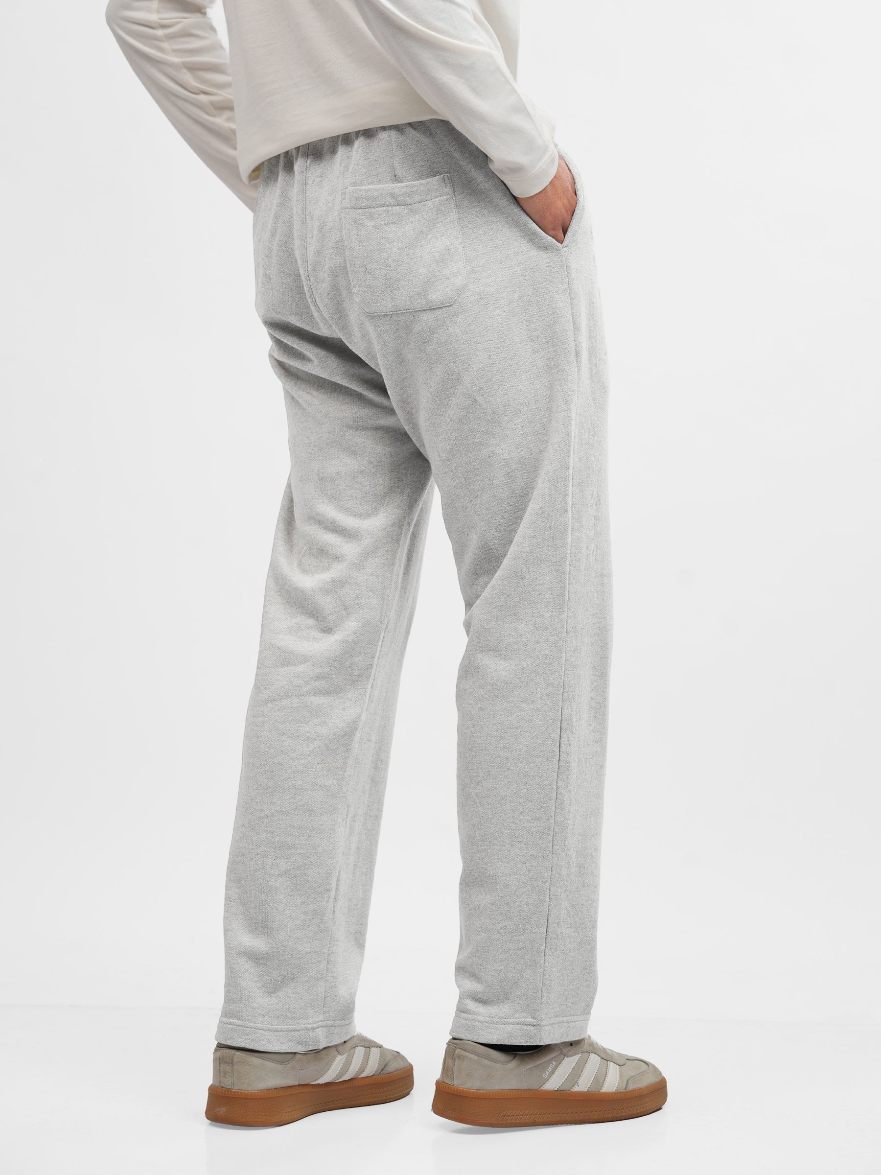 Heather Grey Sporty Regular Fit Knitted Pajama