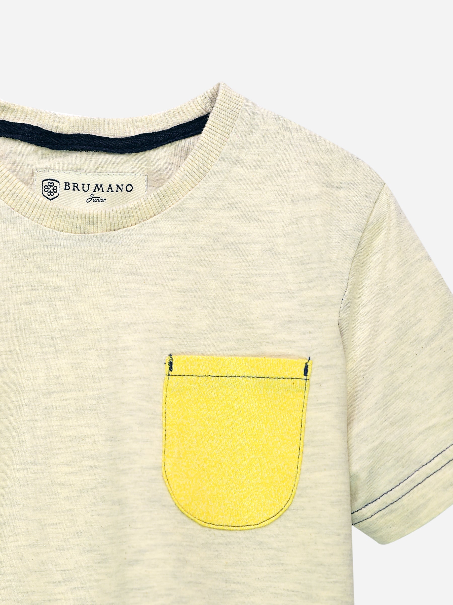 Heather Grey T-Shirt With Contrasting Yellow Pocket