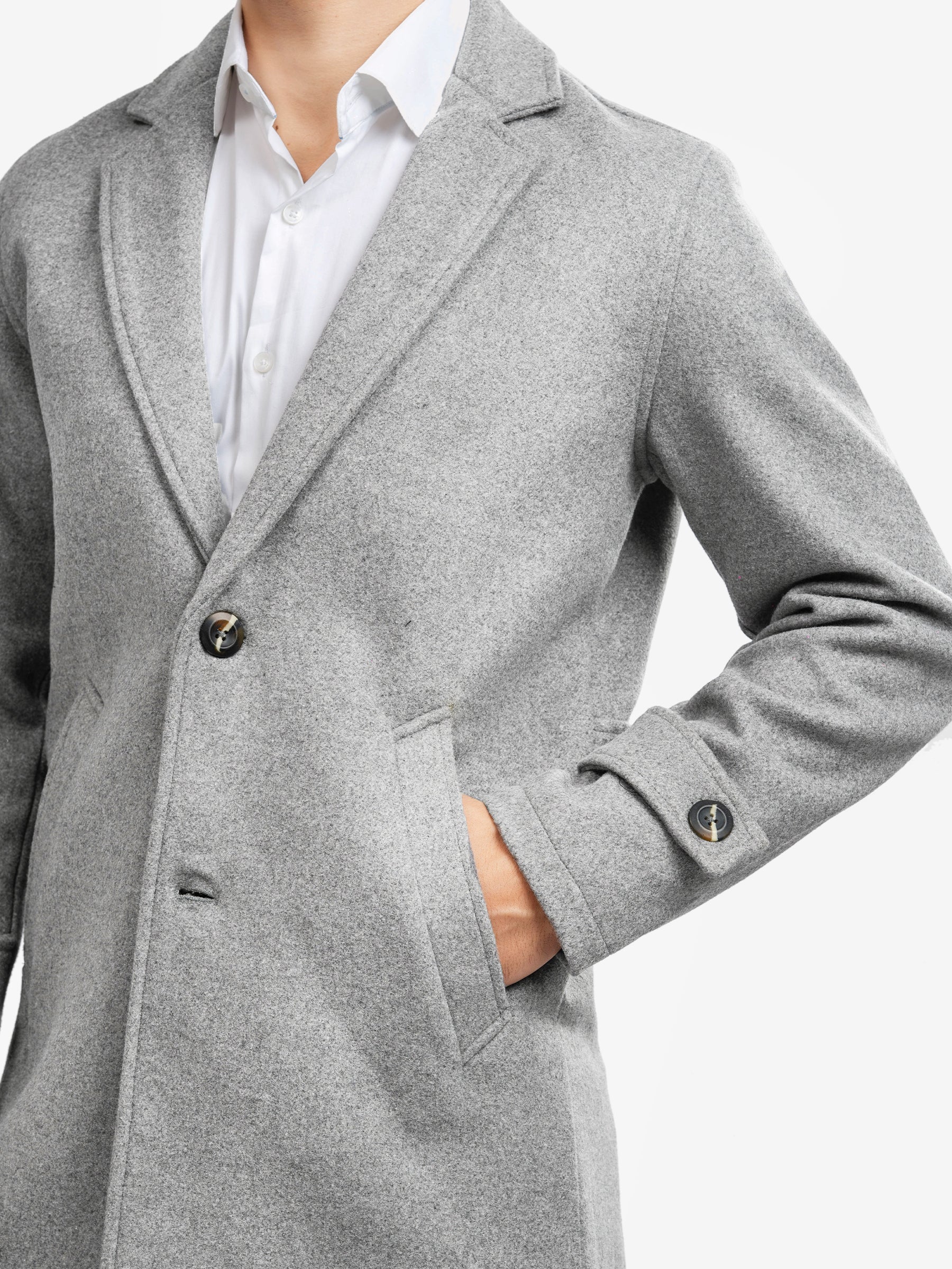Heather Grey Wool Blended Over Coat