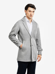 Heather Grey Wool Blended Over Coat