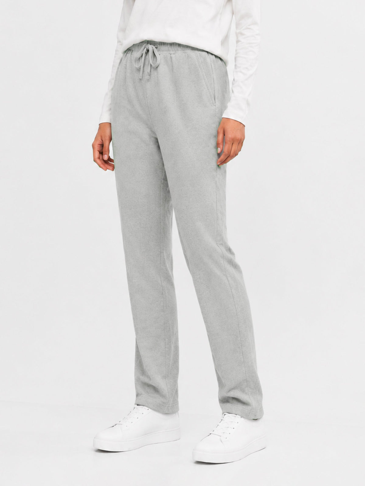 Heather Grey Sporty Regular Fit Knitted Pajama - Women