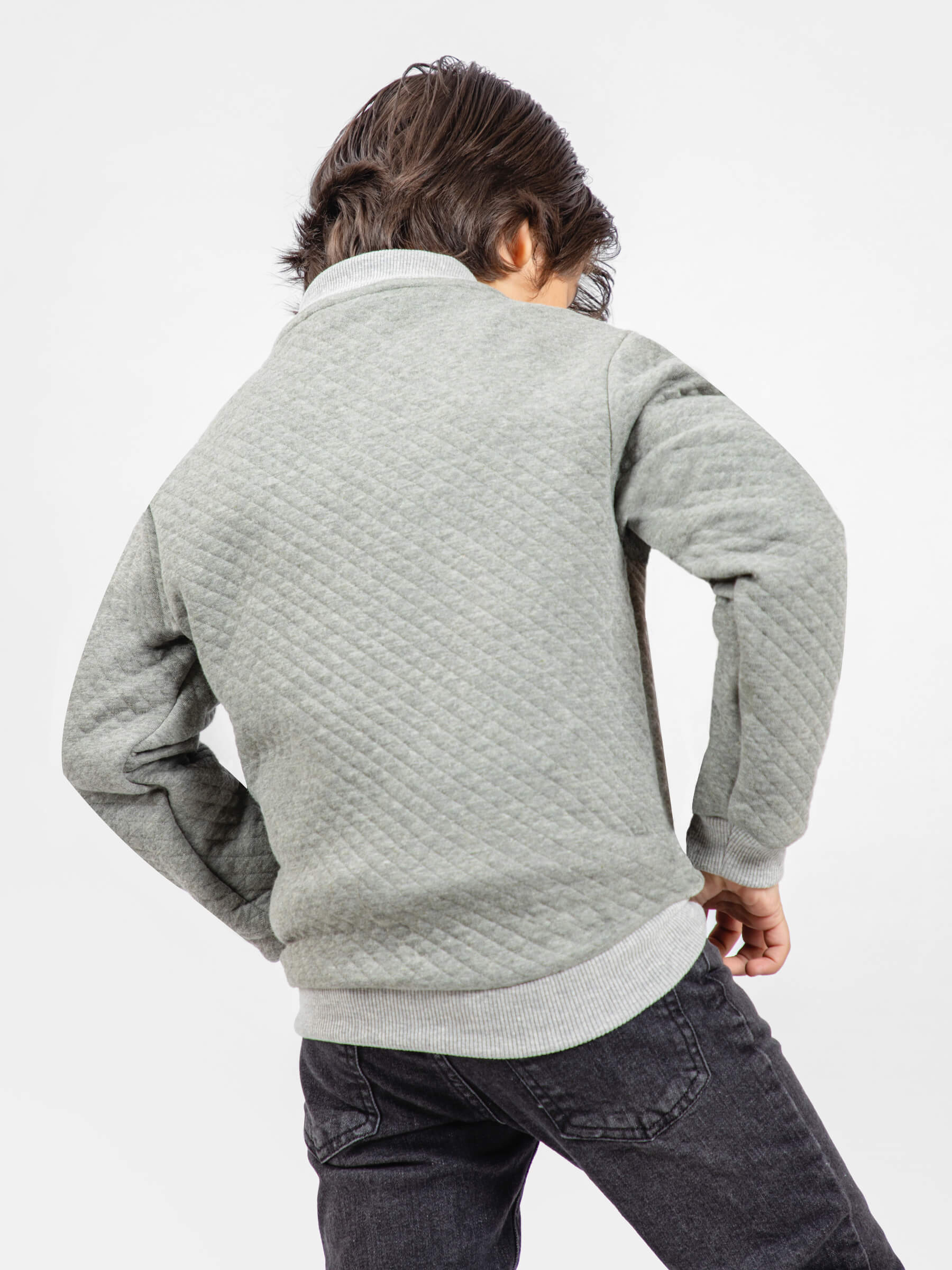 Heather Grey Casual Quilted Baseball Jacket - Unisex