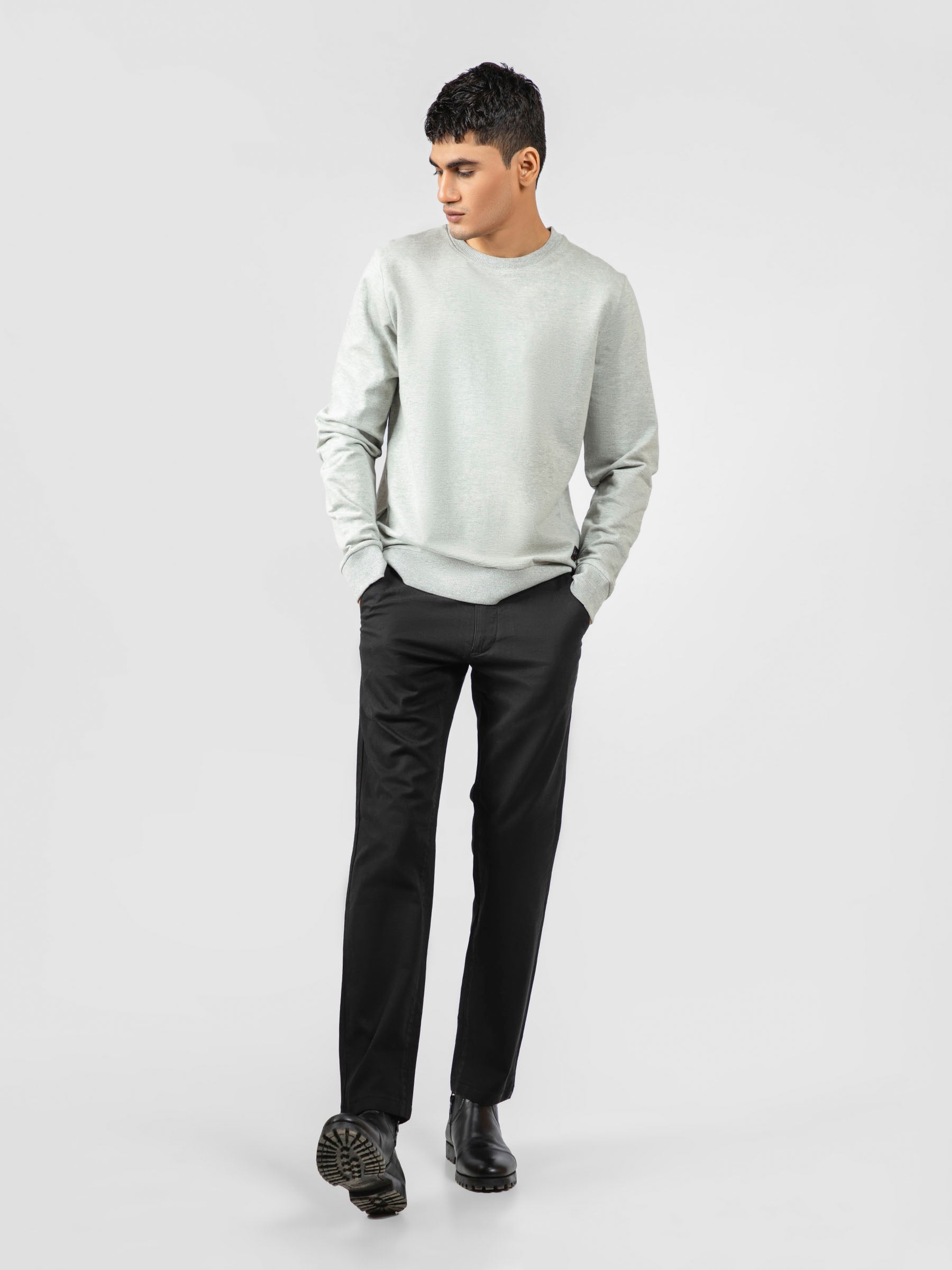 Heather Grey Long Sleeve Crewneck Sweatshirt