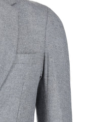 Heather Grey Melange Wool & Cashmere Blended Blazer - Sartoria