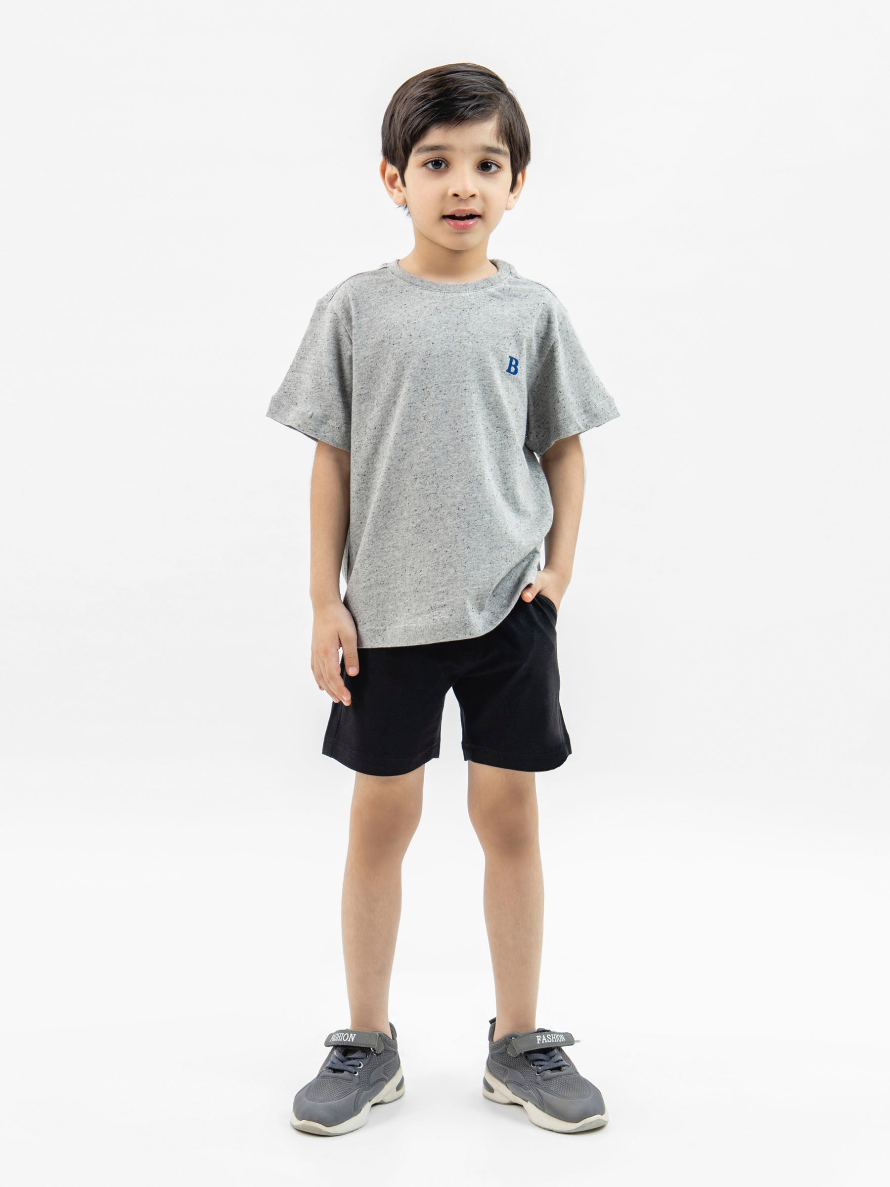 Heather Grey Neppy Cotton Casual Tee