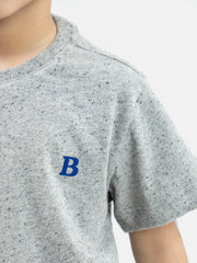 Heather Grey Neppy Cotton Casual Tee