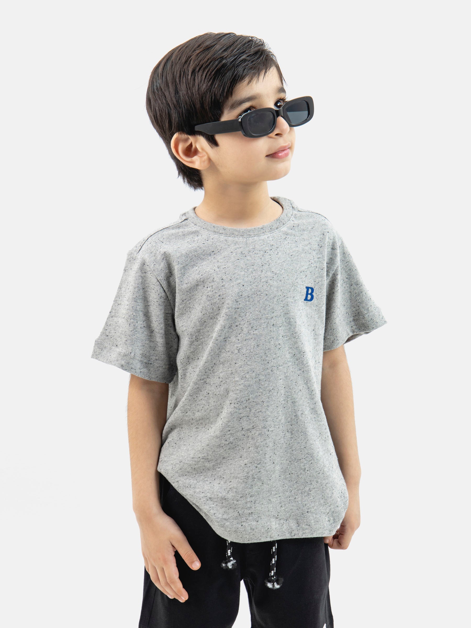 Heather Grey Neppy Cotton Casual Tee