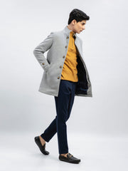 Heather Grey Wool Blended Long Coat - Limited Edition