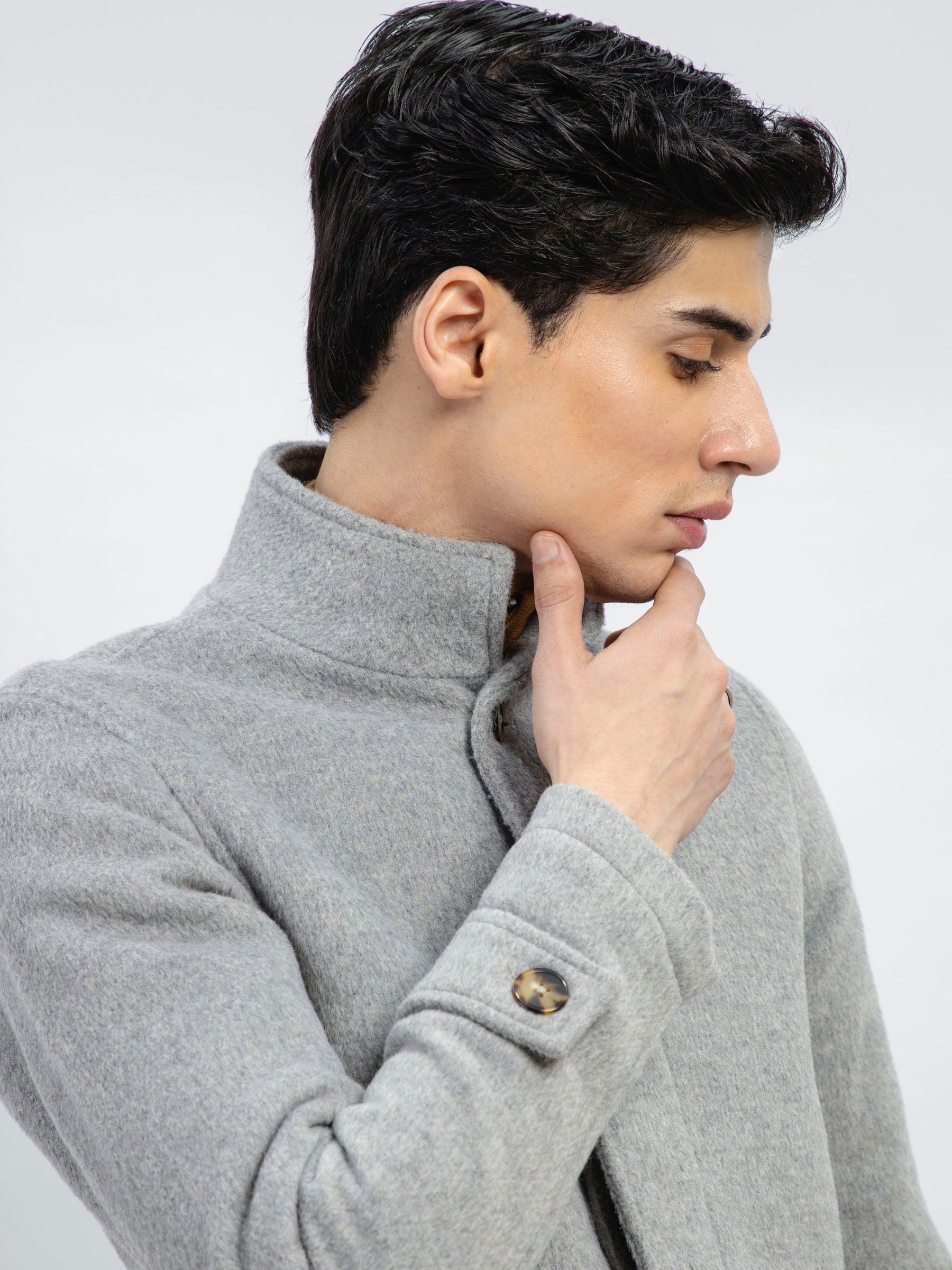 Heather Grey Wool Blended Long Coat - Limited Edition
