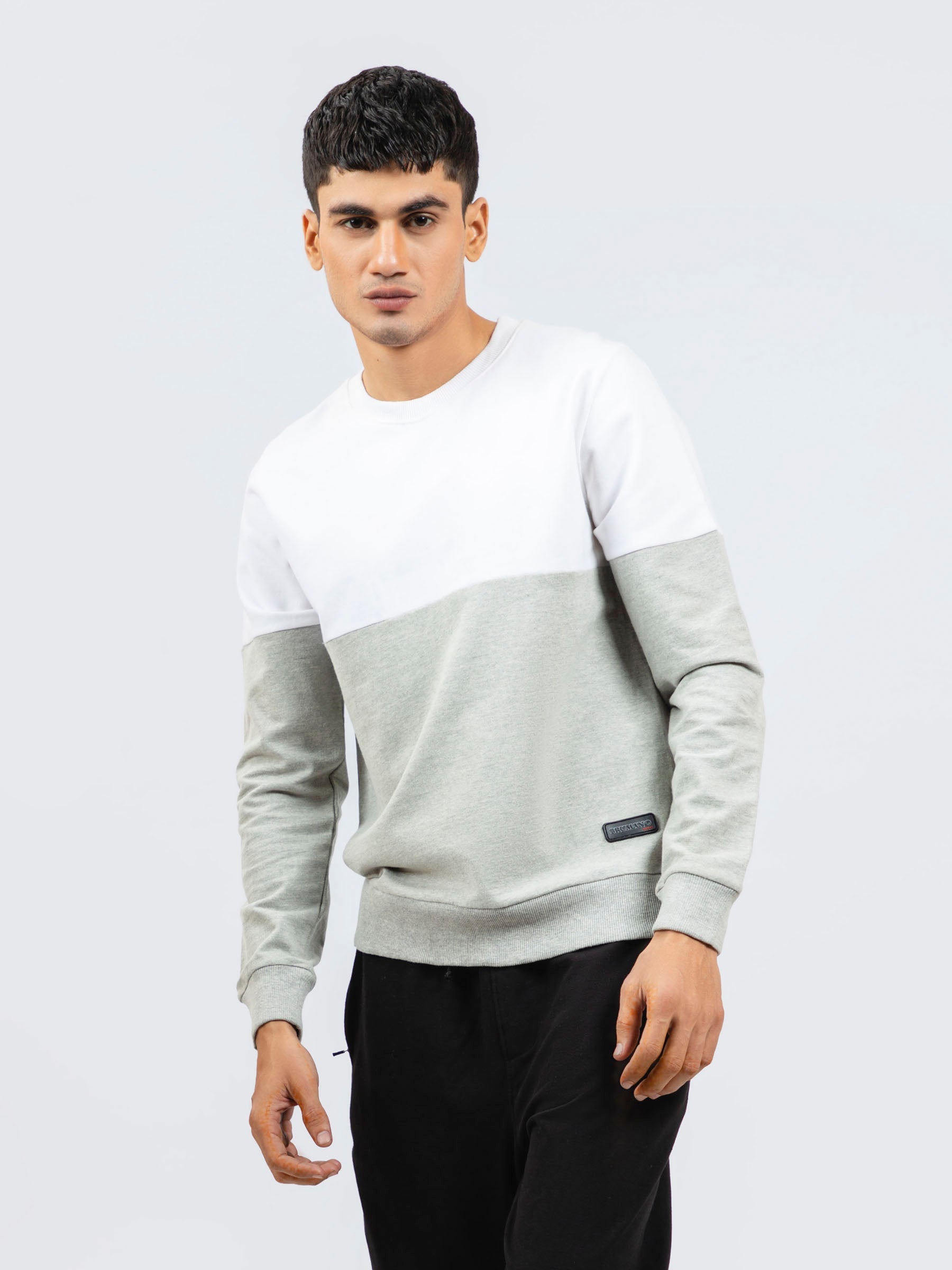 Heather Grey & White Crewneck Sweatshirt