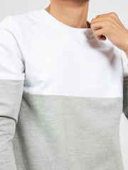 Heather Grey & White Crewneck Sweatshirt