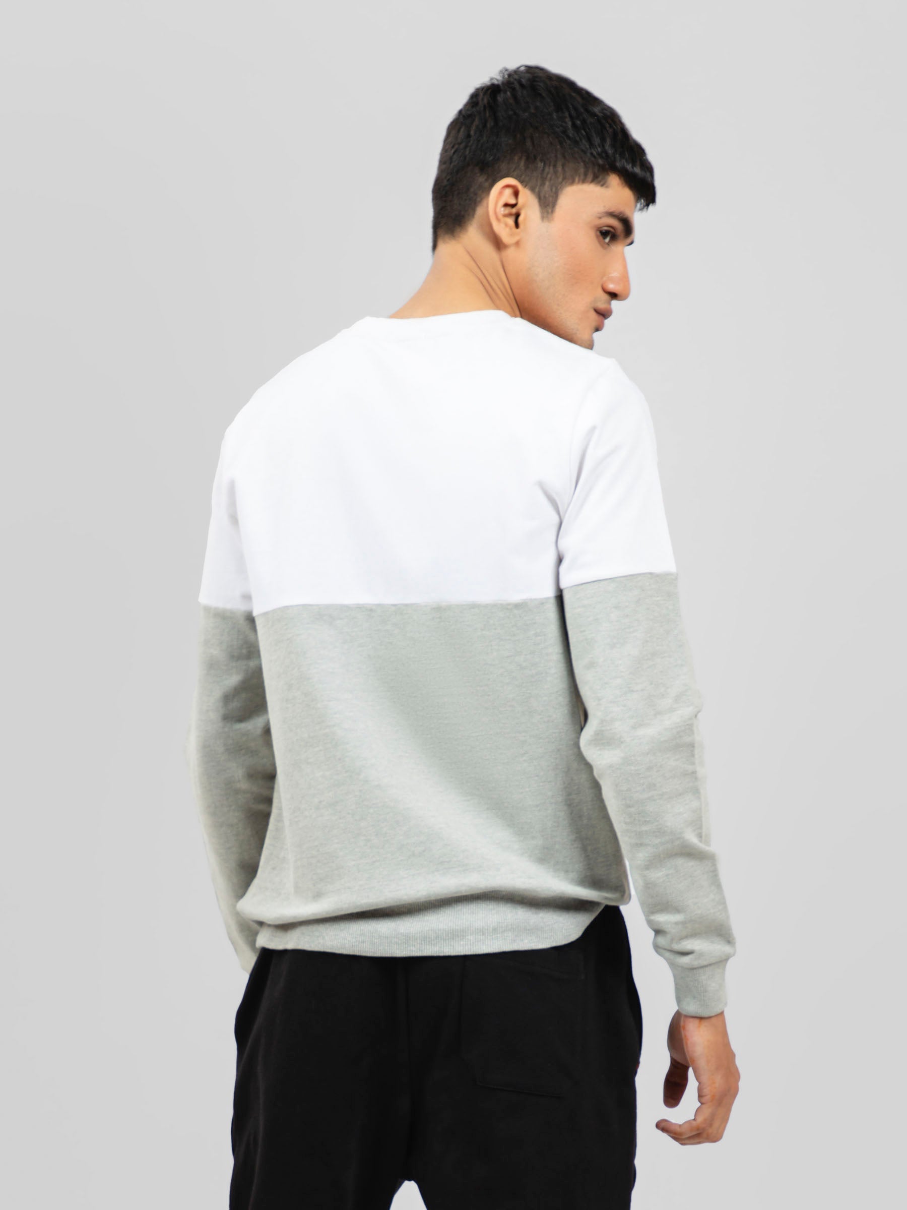 Heather Grey & White Crewneck Sweatshirt