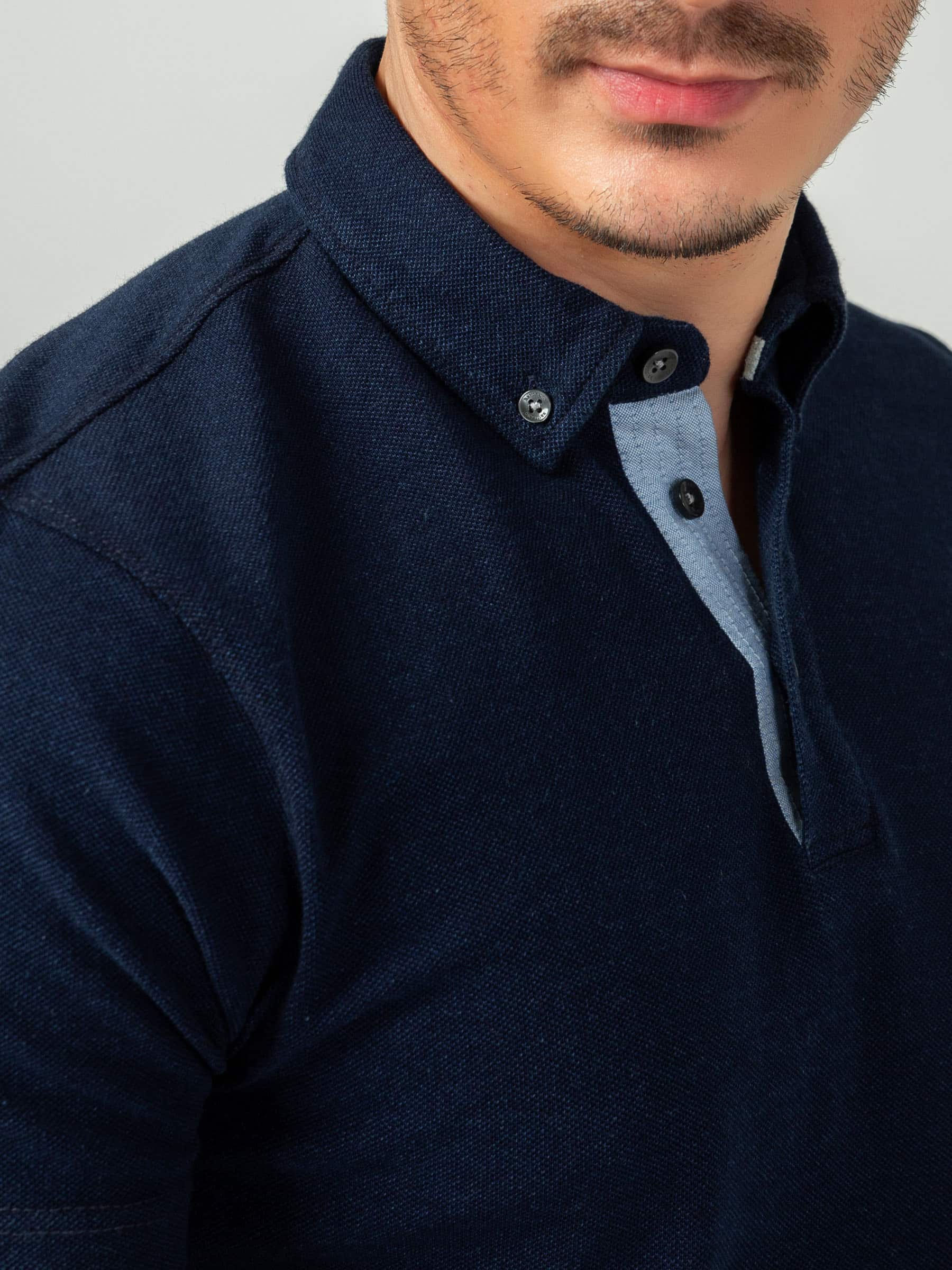 Indigo Pique Polo Shirt